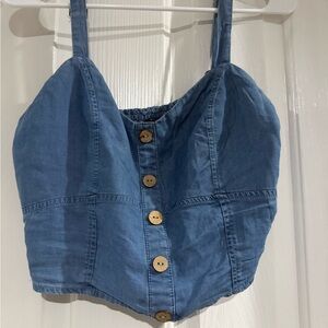 Blue Sleeveless Bustier Crop Top